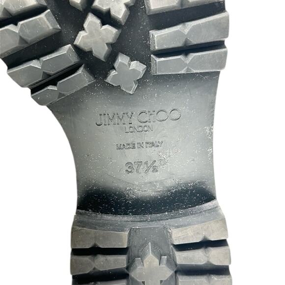 Jimmy Choo Cruz Leather Star Studded Combat Boots Black Size 37.5 - Picture 9 of 11